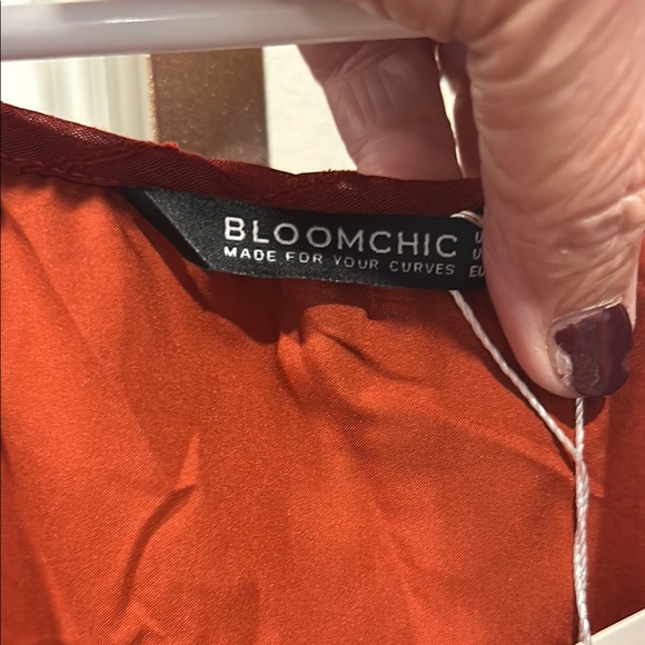 BloomChic Copper Colored Maxi Dress with 3/4 With Flutter Sleeve - Picture 3 of 11